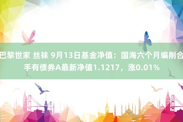 巴黎世家 丝袜 9月13日基金净值：国海六个月编削合手有债券A最新净值1.1217，涨0.01%