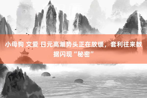 小母狗 文爱 日元高潮势头正在放缓，套利往来数据闪现“秘密”