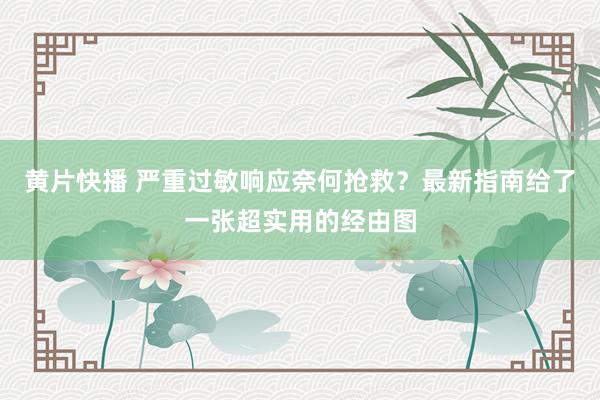 黄片快播 严重过敏响应奈何抢救？最新指南给了一张超实用的经由图