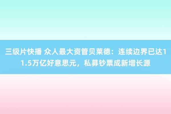 三级片快播 众人最大资管贝莱德：连续边界已达11.5万亿好意思元，私募钞票成新增长源