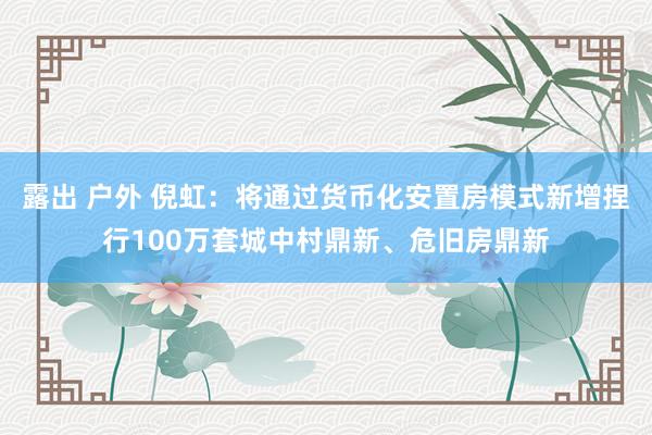 露出 户外 倪虹：将通过货币化安置房模式新增捏行100万套城中村鼎新、危旧房鼎新