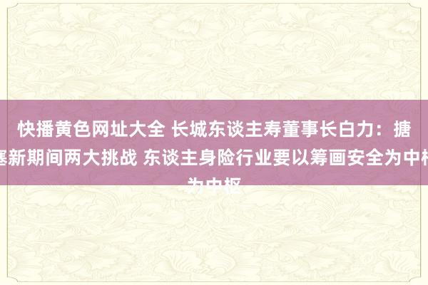 快播黄色网址大全 长城东谈主寿董事长白力：搪塞新期间两大挑战 东谈主身险行业要以筹画安全为中枢