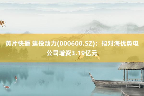 黄片快播 建投动力(000600.SZ)：拟对海优势电公司增资3.19亿元