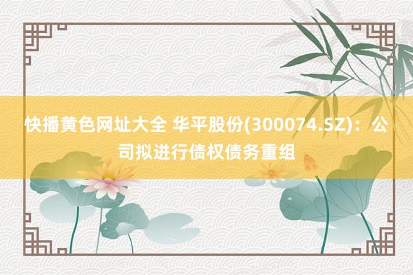 快播黄色网址大全 华平股份(300074.SZ)：公司拟进行债权债务重组