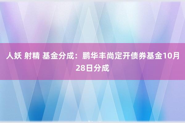 人妖 射精 基金分成：鹏华丰尚定开债券基金10月28日分成