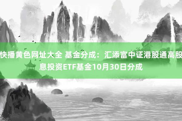 快播黄色网址大全 基金分成：汇添富中证港股通高股息投资ETF基金10月30日分成