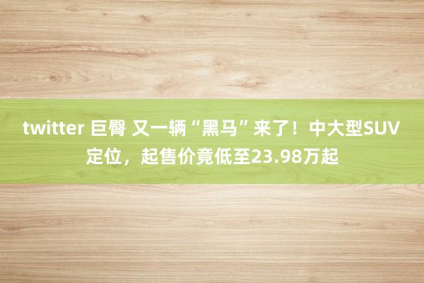 twitter 巨臀 又一辆“黑马”来了！中大型SUV定位，起售价竟低至23.98万起