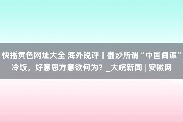 快播黄色网址大全 海外锐评丨翻炒所谓“中国间谍”冷饭，好意思方意欲何为？_大皖新闻 | 安徽网