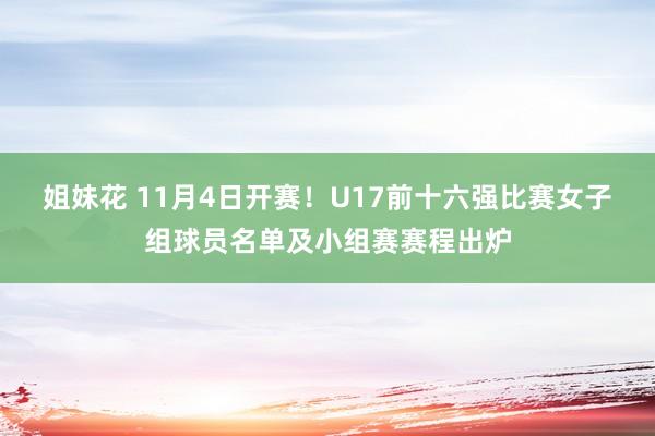 姐妹花 11月4日开赛！U17前十六强比赛女子组球员名单及小组赛赛程出炉