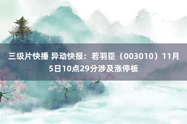 三级片快播 异动快报：若羽臣（003010）11月5日10点29分涉及涨停板