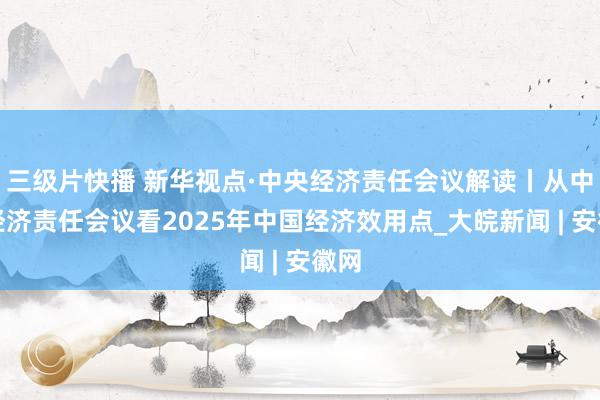 三级片快播 新华视点·中央经济责任会议解读丨从中央经济责任会议看2025年中国经济效用点_大皖新闻 | 安徽网