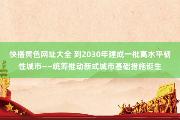 快播黄色网址大全 到2030年建成一批高水平韧性城市——统筹推动新式城市基础措施诞生