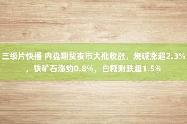 三级片快播 内盘期货夜市大批收涨，烧碱涨超2.3%，铁矿石涨约0.8%，白糖则跌超1.5%